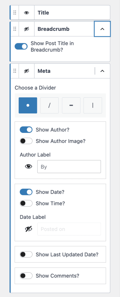 Kadence Page Layout - Title Element Settings